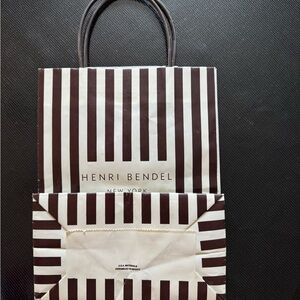 Henri Bendel Brown and White Striped Paper Bag 10"x8"